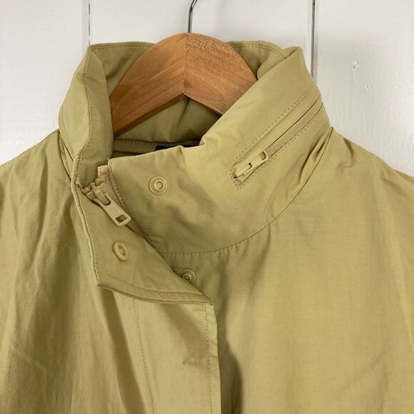 NWT Eileen Fisher Stand Collar Hidden Hood Cotton Blend Coat in Straw WMS XS - Picture 3 of 13